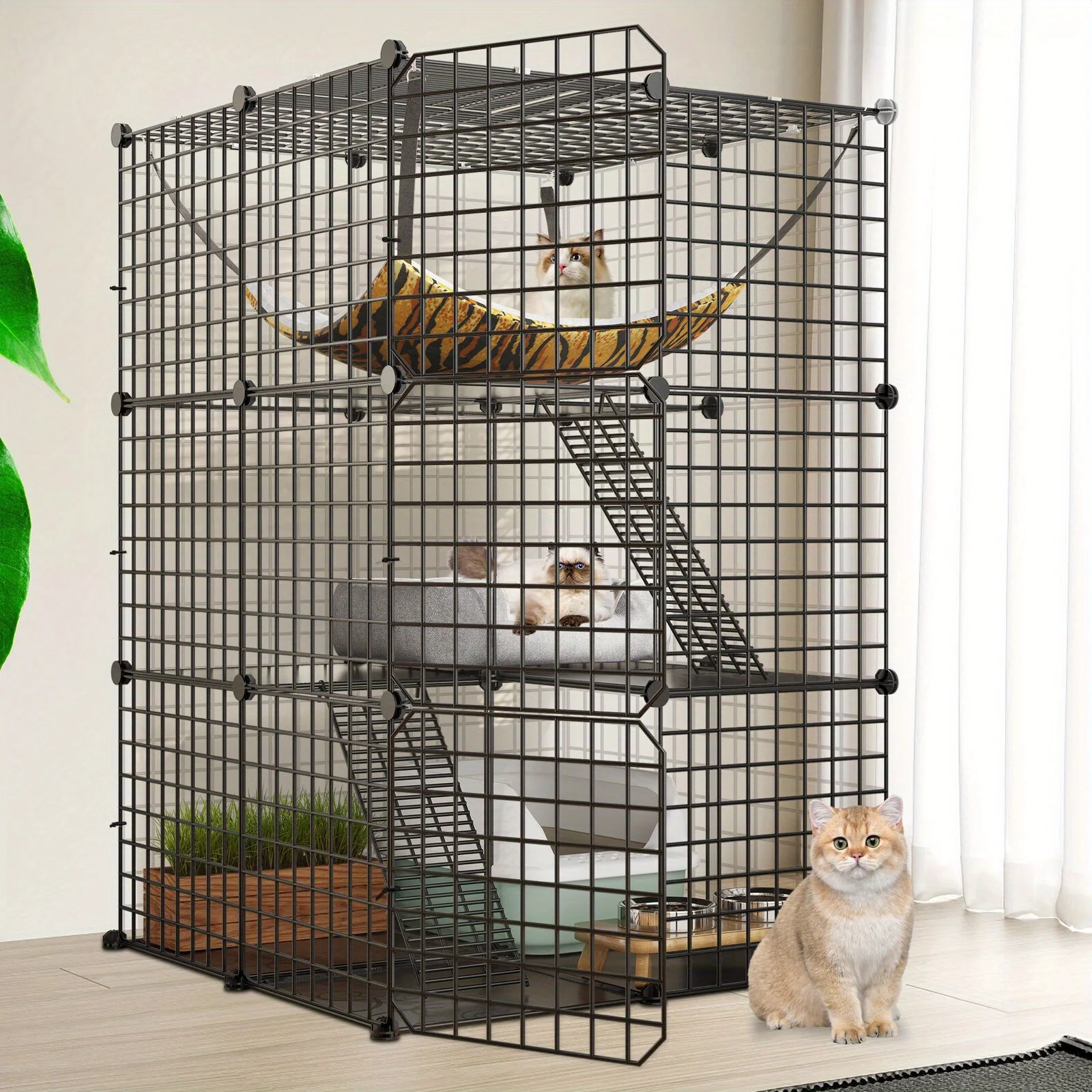 3 Tiers cat Kennels Pet Cage Cat Cage Indoor Cat DIY pet cage Metal Playpen