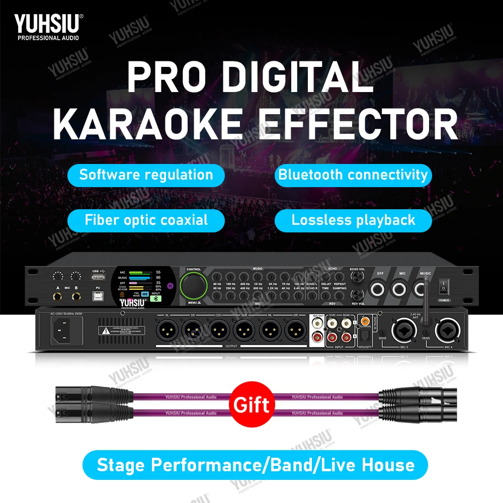 

YUHSIU Karaoke Digital Effects Processor Bluetooth DSP Audio Processor Professional Microphone Sound Controller System Equipment