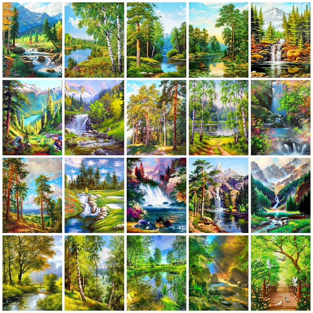 EverShine Diamond Painting House Garden Cross Stitch Embroidery Landscape Diamond  Art Square Drill Mosaic Nature Tree Wall Decor - AliExpress