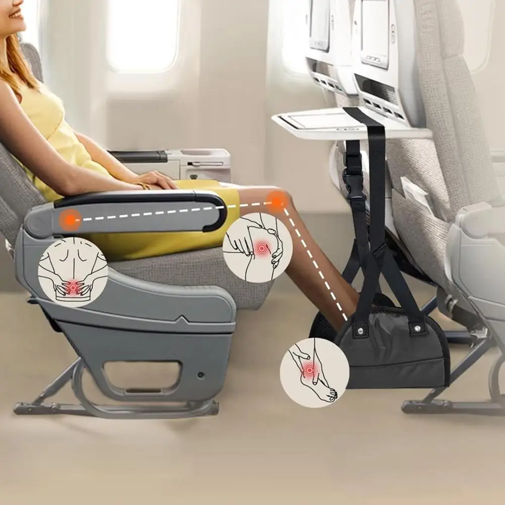 Airplane Footrest With Adjustable Strap, Portable Hammock Leg Rest, Perfect Travel Accessories