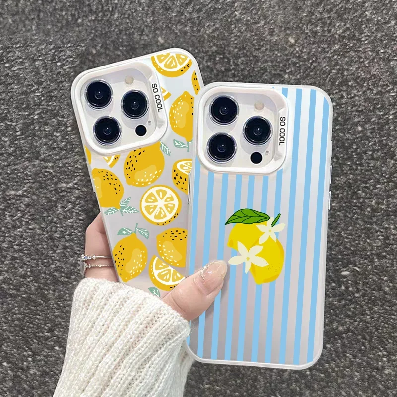 Retro Blue Striped Lemon Phone Case Cover