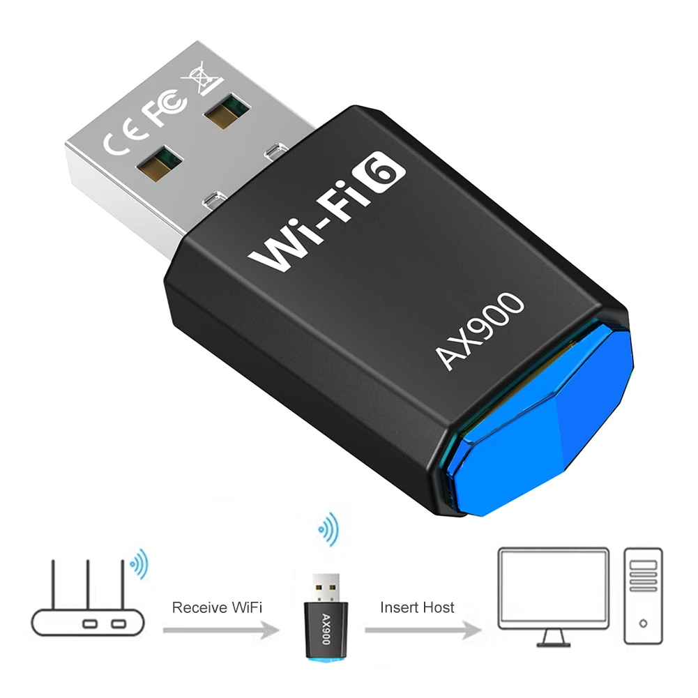 AX900 WiFi6 스마트 네트워크 카드 듀얼 밴드 드라이버가 필요 없는 무선 네트워크 카드 노트북용 2.4G 및 5GHz USB 네트워크 카드 Windows 7 10 11