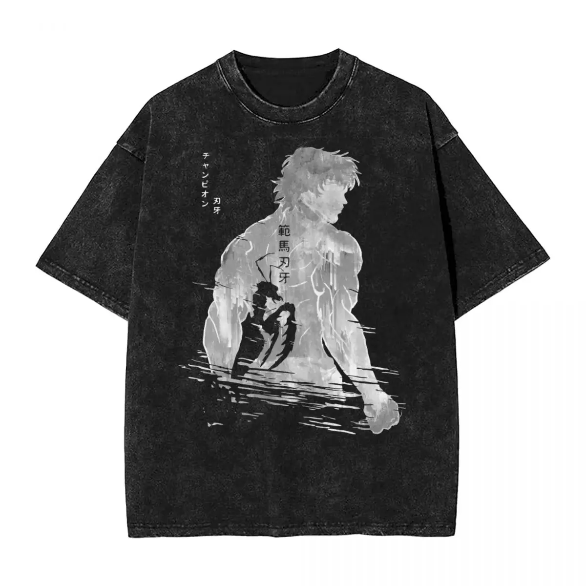 

Футболка Demonic Mantis Hanma Baki The Grappler, уличные футболки в стиле хип-хоп с эффектом потертости, топы с аниме для мужчин и женщин, уличная одежда, футболка с принтом