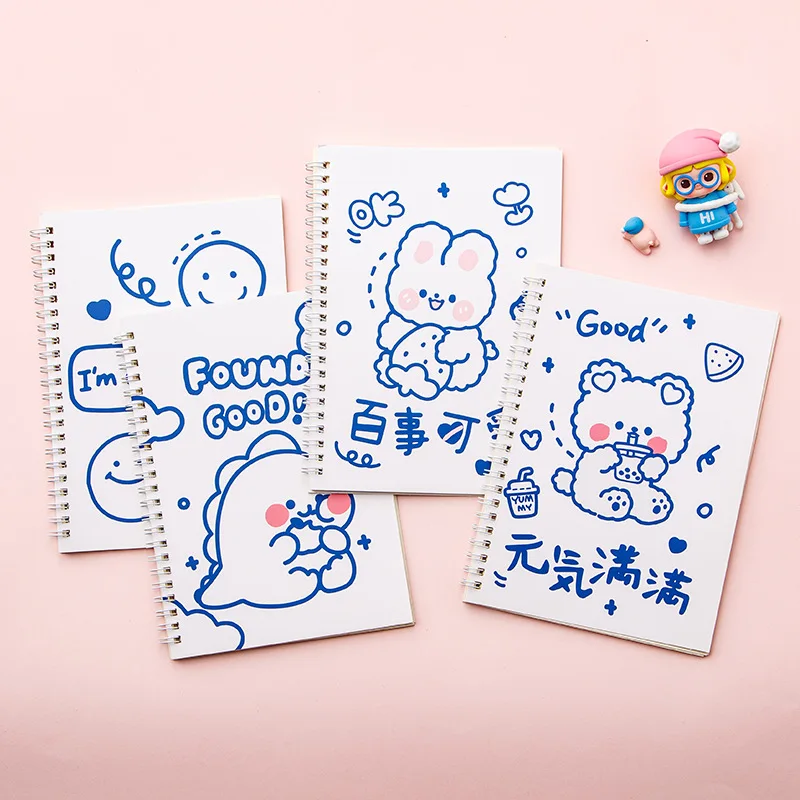 Cartoon Double-sided Release Paper Notepad A5 Coil Thicken Sticker Album for Collect Tape Sticker Handbook release paper storage book
