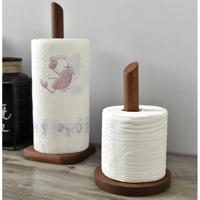 Simple Creative Solid Wood Storage Rack Vertical Household Kitchen Tissue Rack Cling Film Racks Household Storage Products 2