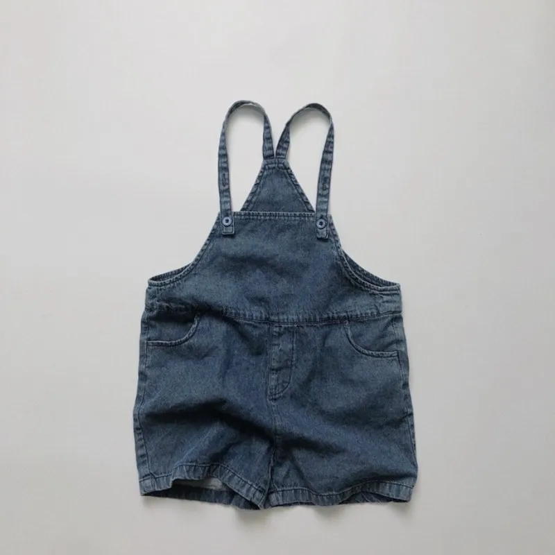 

2023 Summer New Children Sleeveless Jumpsuit Toddler Casual Adjustable Overalls Boys Girls Denim Suspender Shorts Kids Clothes