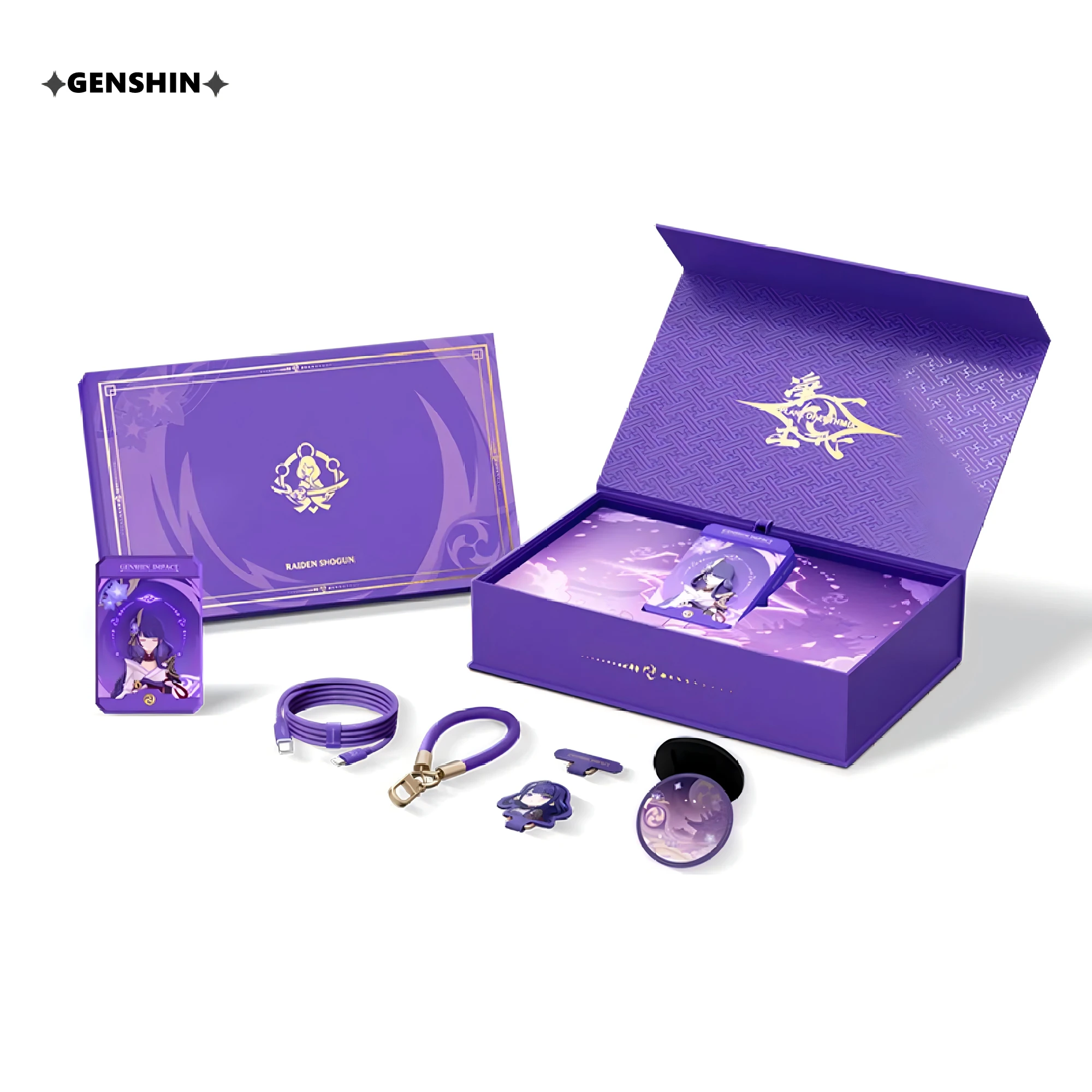 Genshin Impact Raiden Shogun Beelzebul Charging Set Bracket Pendant Travel Gear miHoYo Game Birthday Xmas Gift Box