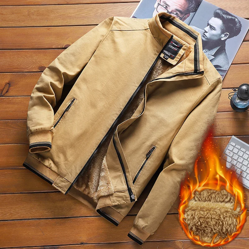 2024 New Spring Men Trench Fashion England Style Long Coats Mens Winter Cotton Plus velvet Casual Outerwear Jackets Windbreaker