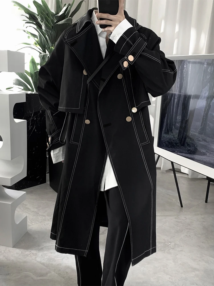 Ulrouicardi-男性用オーバーコート,シックなロング,ルーズ