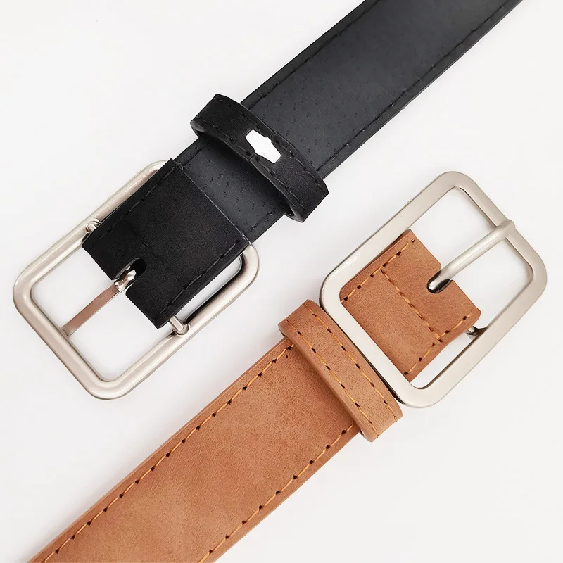 Summer women's retro frosted belt, silver square needle, versatile, trendy, fashionable, personalized decorative waist 2