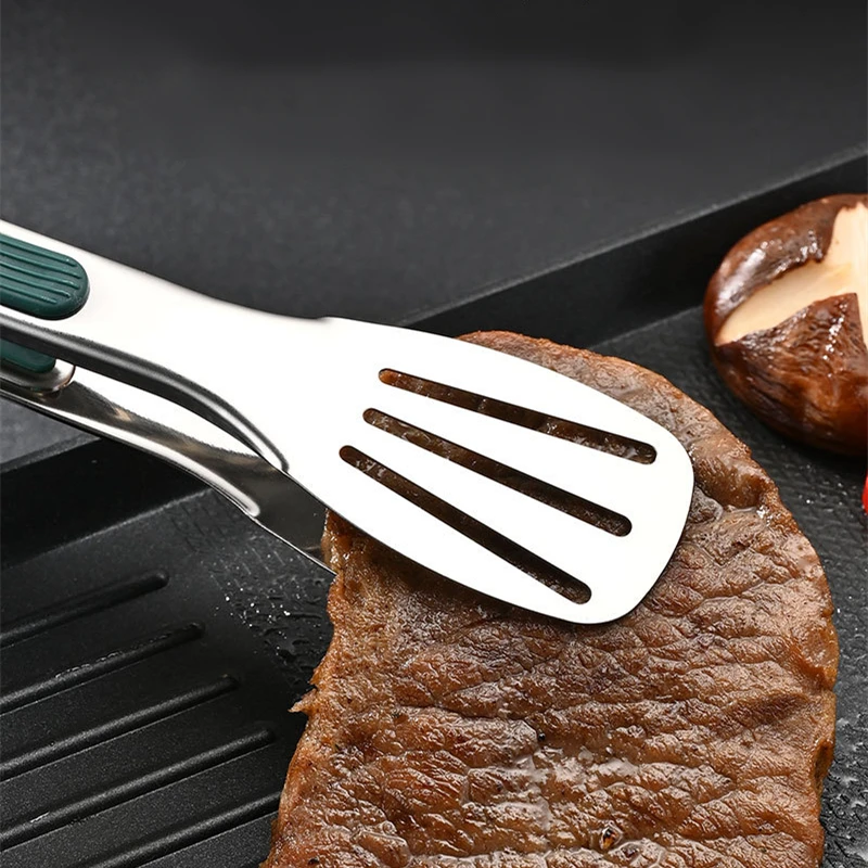 Food tongs 7/9/12 Inch Non-Slip Food Tongs Stainless Steel BBQ Meat Clip Bread Salad Serving Tong Grill et Clamp Kitchen Cooking Tools