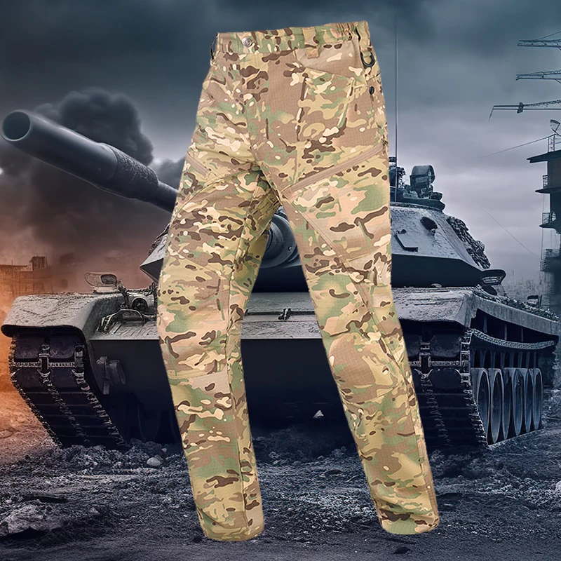 전술 카고 바지 남성 의류 전투 바지 하이킹 바지 여러 포켓 작업 사냥 캐주얼 ..