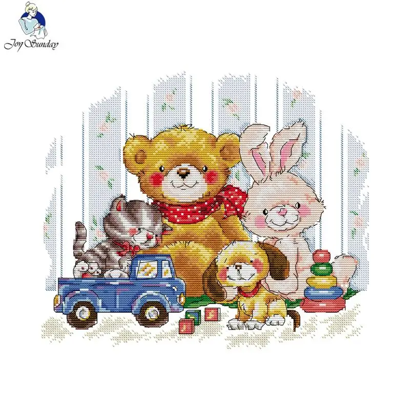 Joysunday gute Freunde Muster gedruckt Kreuz stich Kits Aida Stoff 16ct 14ct Stoff DIY Handwerk Nadel Canva Hands tickerei Set
