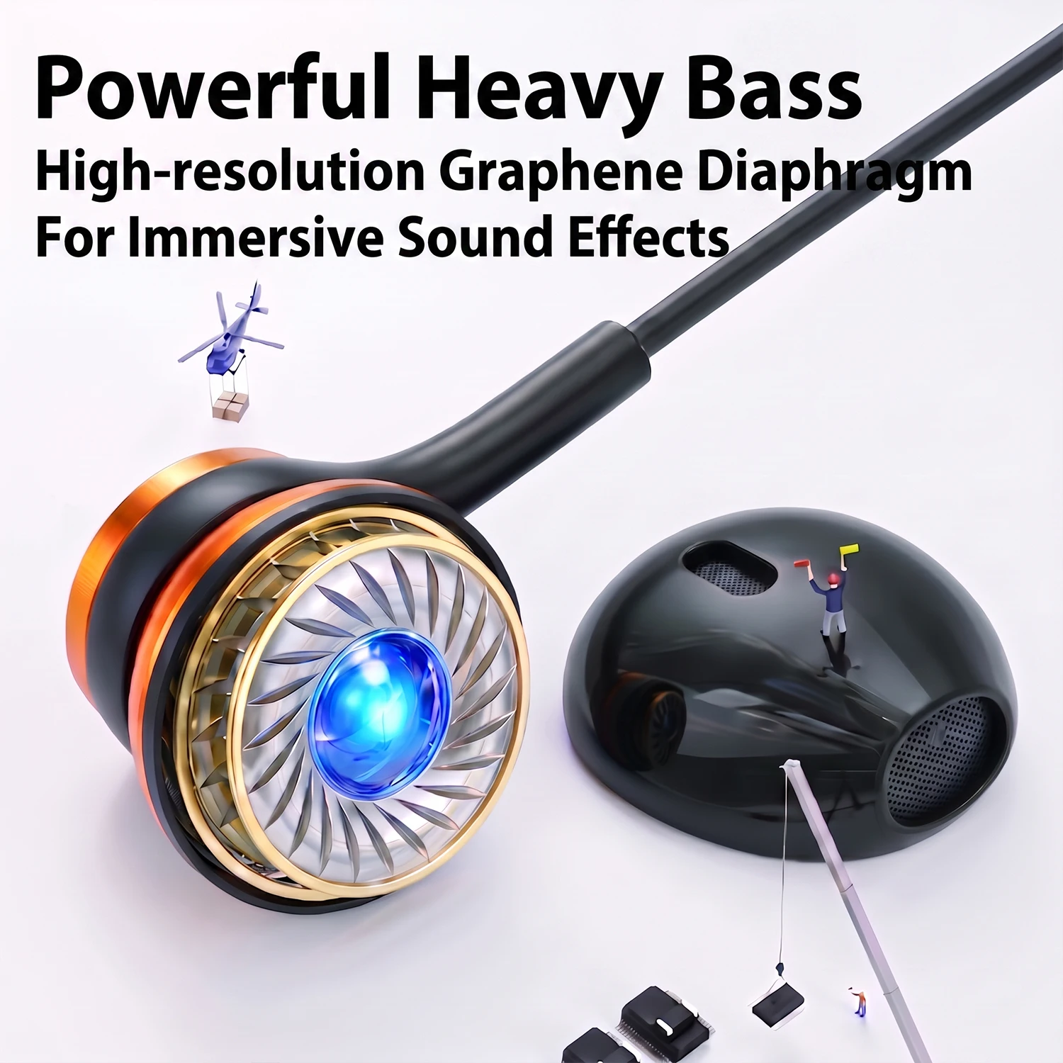USB Type C HiFi Stereo Wired Headphones with HD Mic & Volume Control