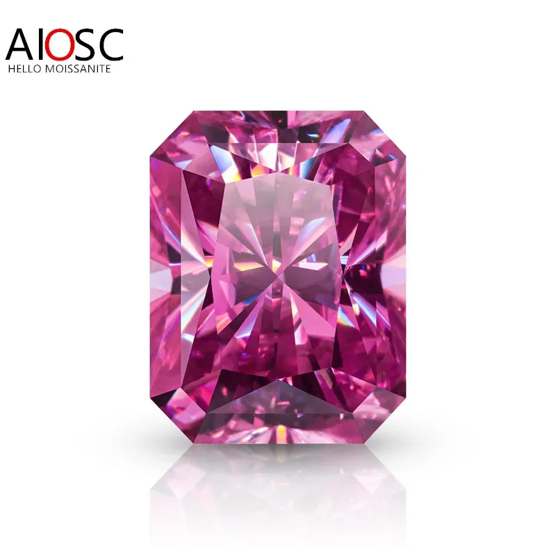 

AIOSC Pink Color Radiant Cut 0.5~8.0ct Moissanite Loose Stones Gems with GRA Certificate Factory Wholesale Pass Diamonds Tester