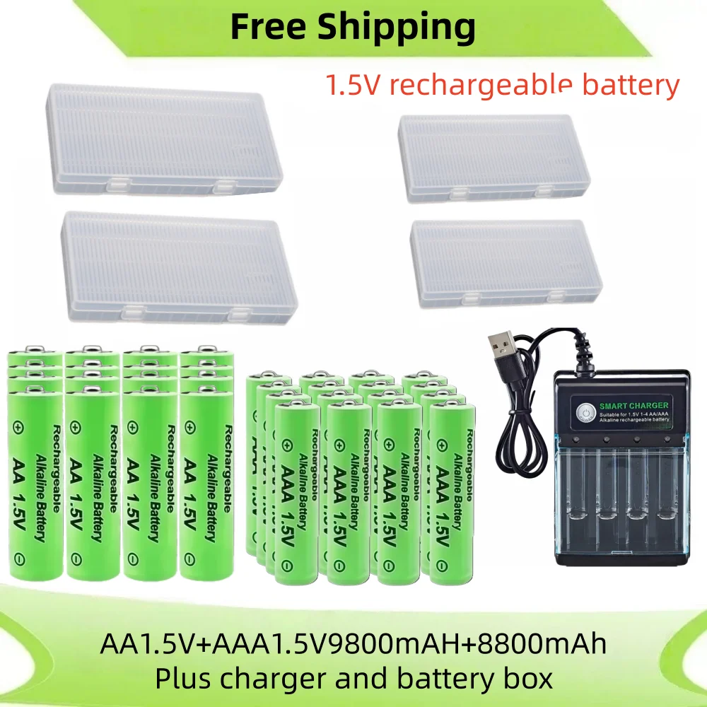 High-Capacity Rechargeable AA & AAA Battery Set with Charger