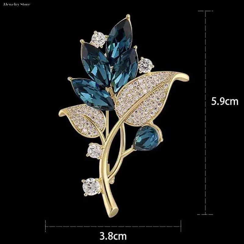 Broches de cristal de la serie de plantas de moda para mujer, ropa, abrigo, joyería, accesorios de fiesta, broches casuales, ramillete para dama, boda