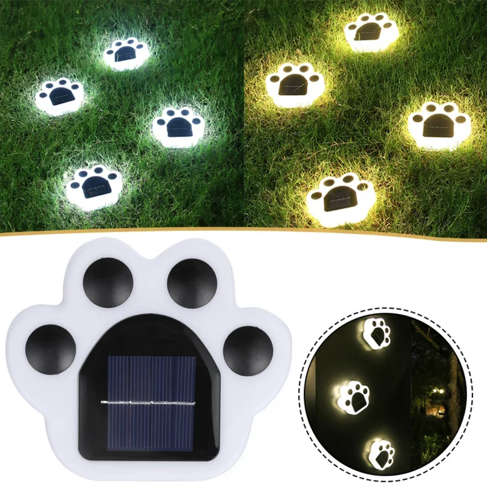 4PCS/Lot Solar LED Lights Outdoor Street Light Solar Cat  Animal Print Light LED Path Decoration Lighting Footprint Light Garden
