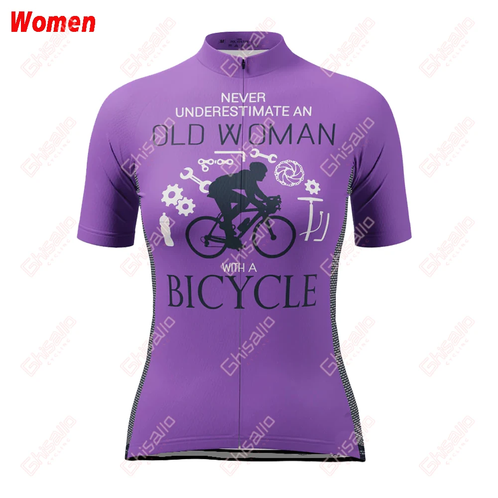Old Woman Cycling Short Sleeve Bicycle Top Shirts Slim Fit Breathable Biking Riding Clothes for Women with Rear 3 Pockets