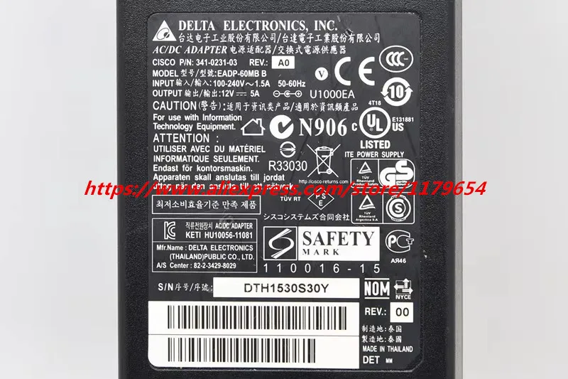 Oxiiert Adattatore Di Ricambio 12v 5a Per Cisco DX70 CP - Foto 10