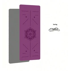 Premium Non - Slip TPE Yoga Mat with Alignment Guide Lines (Purple gray)