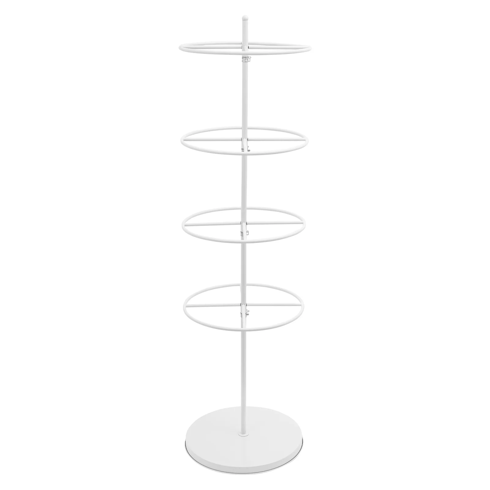 4-stufiges, verstellbares, drehbares rundes Präsentationsregal 360 ° Drehbare Regalständer aus Eisen für Schmuck, Socken und kommerzielle Kleiderständer – Detail 15