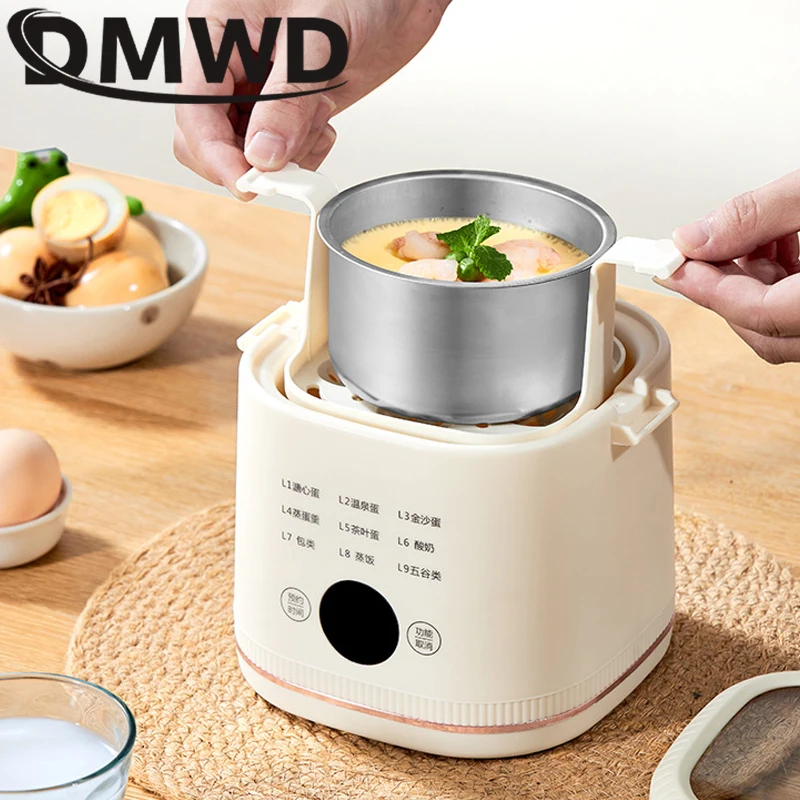 DMWD Electric Egg Steamer Multifunction Egg Boiler Water Separated Slow Cooker Household Timing Food Steamer Breakfast Machine