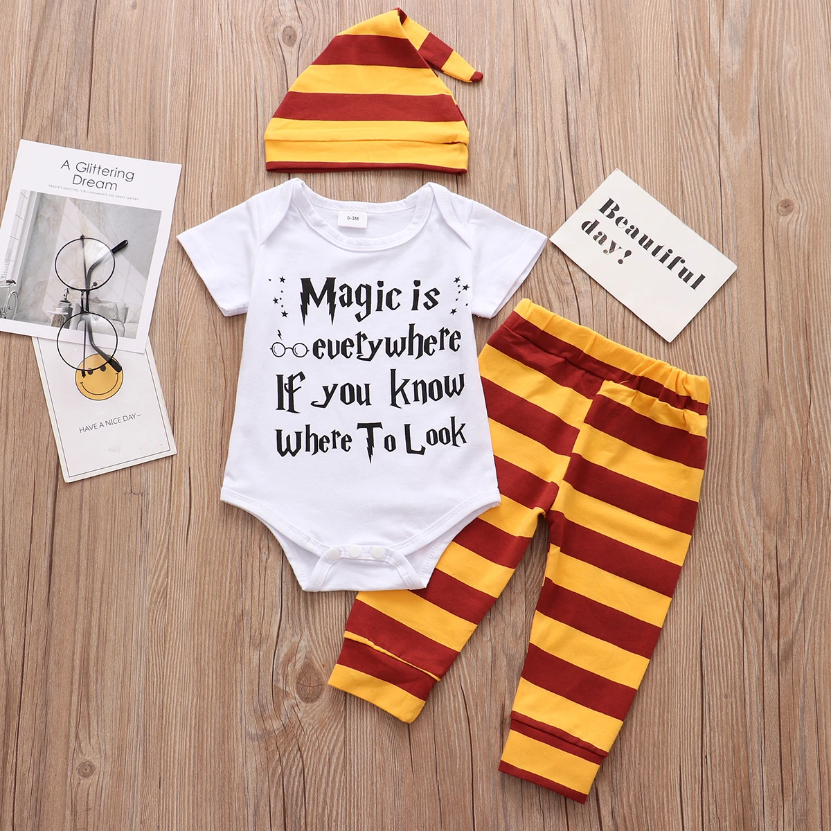 3PCS Sets Newborn Baby Boys Girls Clothes 2021 Summer Little Wizard Arrived Tops T-shirt+Halloween Pants+Hat Infant Baby Outfit warm Baby Clothing Set