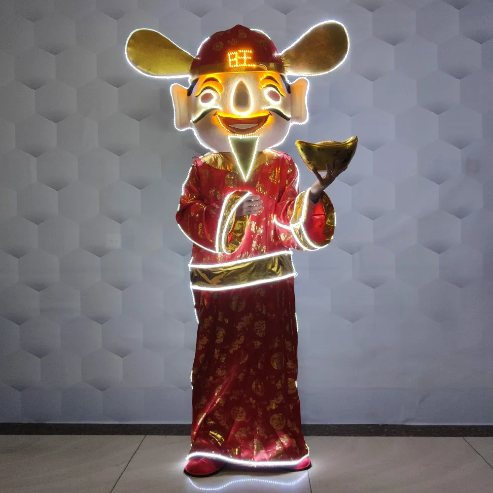 

Chinese New Year doll costumes LED light traditional festival glow-in-the-dark God of wealth costumes show auspicious costumes