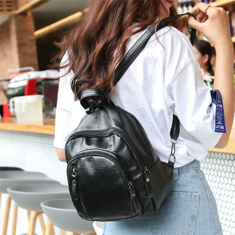 Women Pu Leather Backpack Female Bookbag Backbag Fashion Schoolbag Travel Backpack