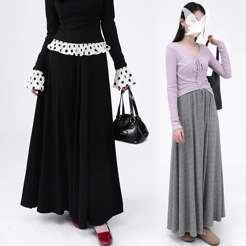 Spring Maternity Maxi Skirts Large Hem Plus Size Pregnant Woman Umbrella Skirt Adjustable Waist Pregnancy Long Skirts