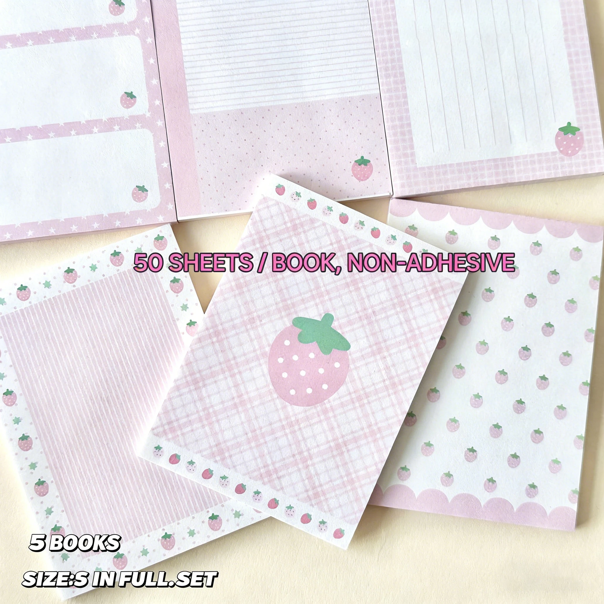 6-teiliges Koreanisches Rosa Erdbeer-Notizblock-Set im Ins-Stil, Nicht-Klebende Notizbücher, Hochwertiges Memo-Material, Niedliches Geschenk für Schüler – Detail 8