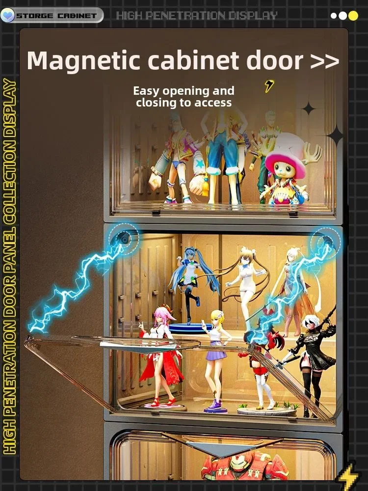 All-Hard Material Figure Display Cabinet Blind Box Storage Showcase Brick Lego Rack Transparent Model Toy Box decoration fairy