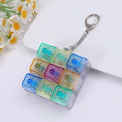 LED Keyboard Keychain Fidget Toy - Stress Relief Clicker with 9 Keys for Office Desk Finger Exercise (Colorful)