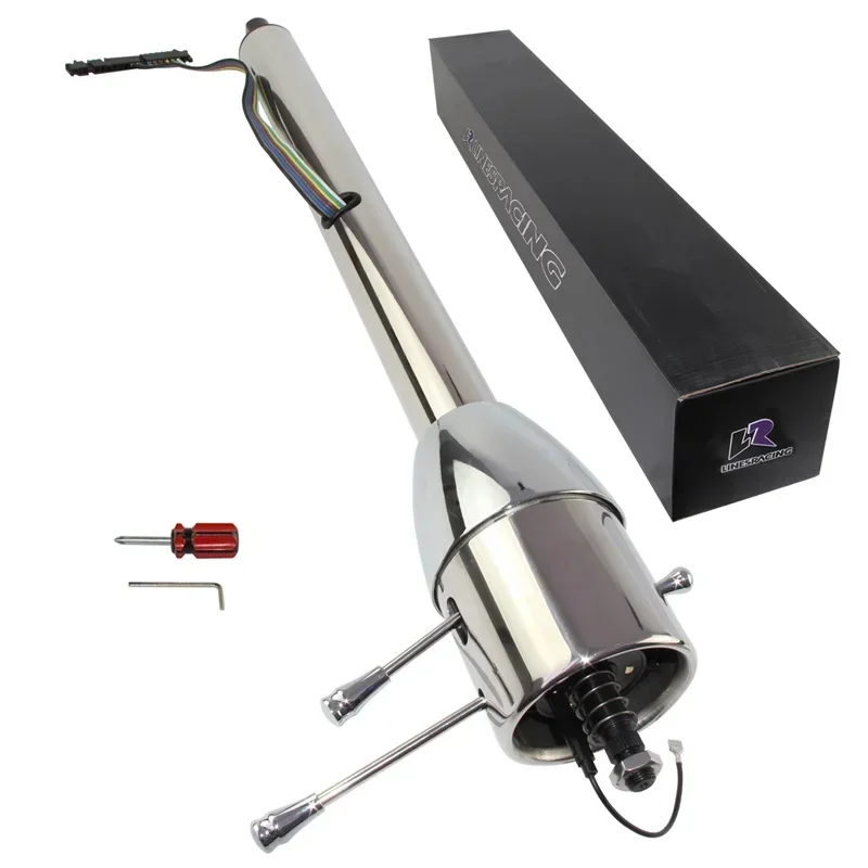 

Black/Silver LR GM Electrophoretic Coating 32''/30''/28'' Inch Tilt MT Manual Style Steering Column Universal for GM Car 69-94