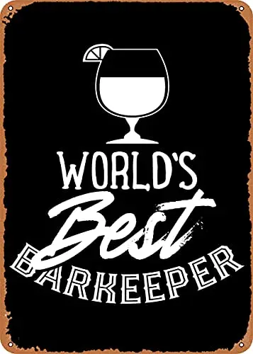 Worlds Best Barkeeper Vintage Look Metal Sign Patent Art Prints Retro Gift 8X12 Pollici