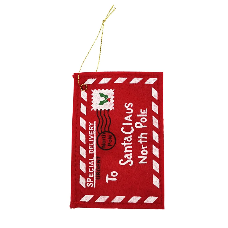 1 piece of 12.5cm * 8cm red non-woven envelope letter storage bag, New Year's holiday Christmas tree pendant to celebrate wishes