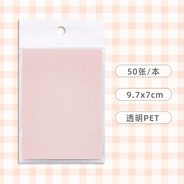 50Page Transparent Sticky Notes Student Waterproof Message Memo Pad Creative Stationery Office School Supplies Color Notebook translucent meat