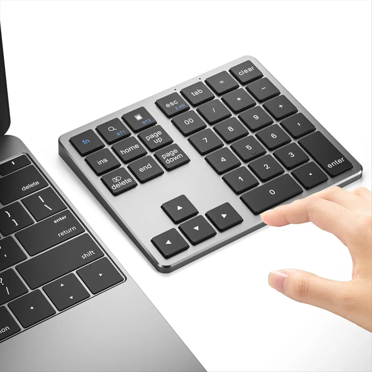 A10R 2.4G 블루투스 숫자 패드 초박형 무선 숫자 패드 IOS 안드로이드 윈도우용 USB 충전식 숫자 키패드 블랙