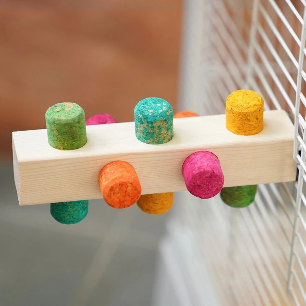 Parrot Chewing Bird Toy Play Stand Intelligence Emotions Toy Cork Treasure Game Puzzle Training Toys for Birds Lovebirds 1pc
