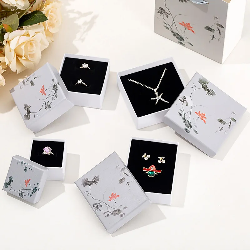 12pcs Heaven and Earth Cover Jewelry Paper Box Chinese Classic Vintage Valentine's Day for Necklace Ring Jewelry Packaging Cases