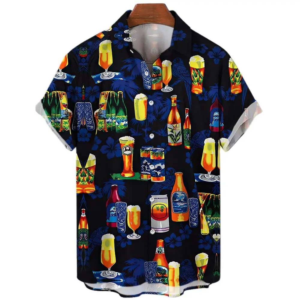 Men's Summer Street Culture Series Shirt 3d Printing Fashionable Breathable Loose Large Men's Luxury Hawaiian Casual Short Sleev