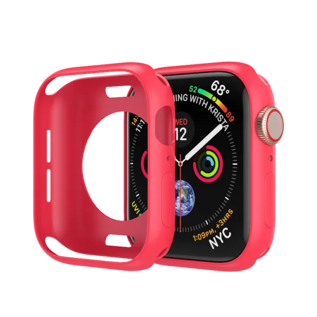 Candy Soft Silicone Case for Apple Watch 3 2 1 42MM 38MM Cover Protection Shell for iWatch 4 5 6 SE 40MM 44MM Watch Bumper 5  red