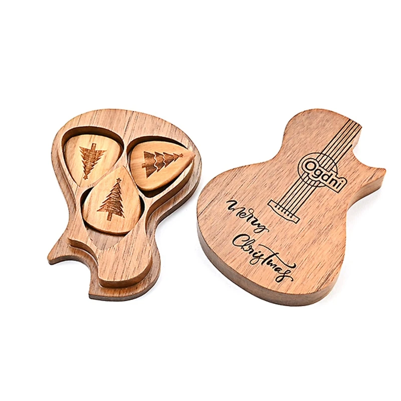 

Ogdays сделанная вручную гитара Pick Box деревянная коробка для гитары с тремя узорами для гитаристов, музыкальных любителей, рождественские подарки