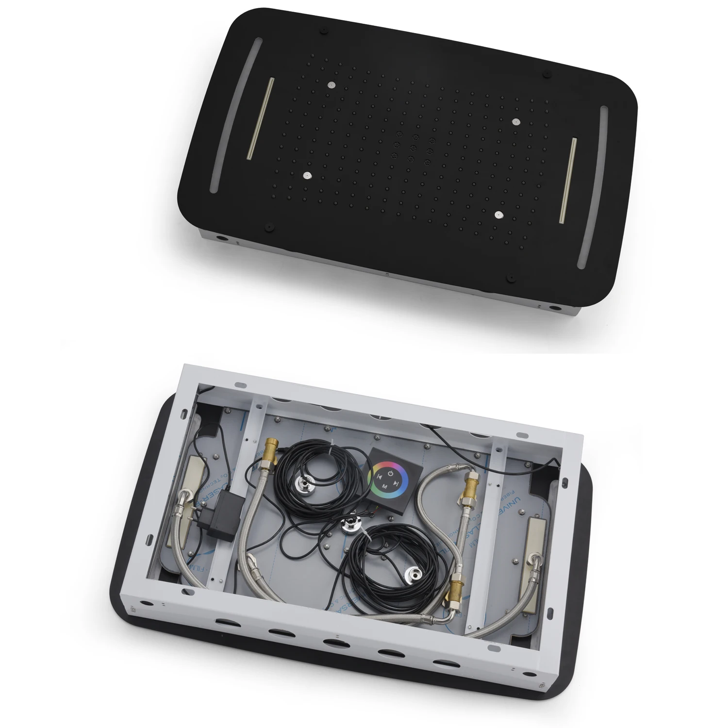 Bathroom Accessories Ceiling Black Shower Set LED Rain Showerheads System 5functions Thermostatic Valve Faucets Massage Body Jet
