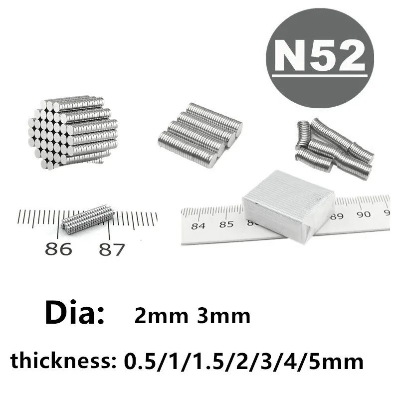 

N52 Round Magnet 2x1 2x2 3x1 3x1.5 3x2 3x3 3x5 4x1 4x2 3x2.5 mm Magnet Permanent NdFeB Super Strong Powerful Magnets 2mm 3mm