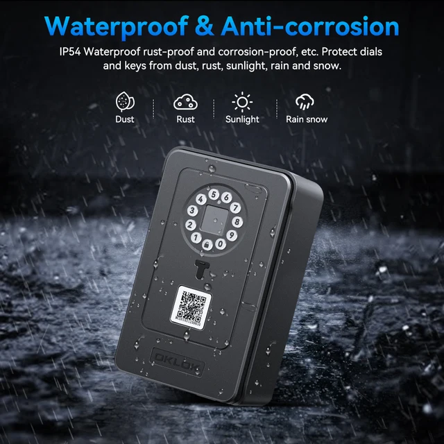 Camluxy Smart Key Box Fingerprint Safe Storage Lock Key 6 Digital Password Code Security Lockbox Combination Code IC Card Unlock 6