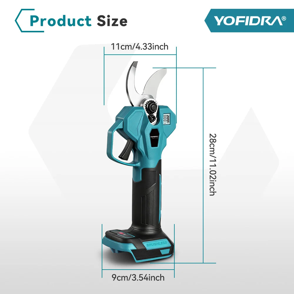 YOFIDRA 32MM Bürstenlose Elektrische Schere 2-Gang Akku-Astschere Obstbaum-Astschere Elektrowerkzeug für Makita Akku – Detail 5