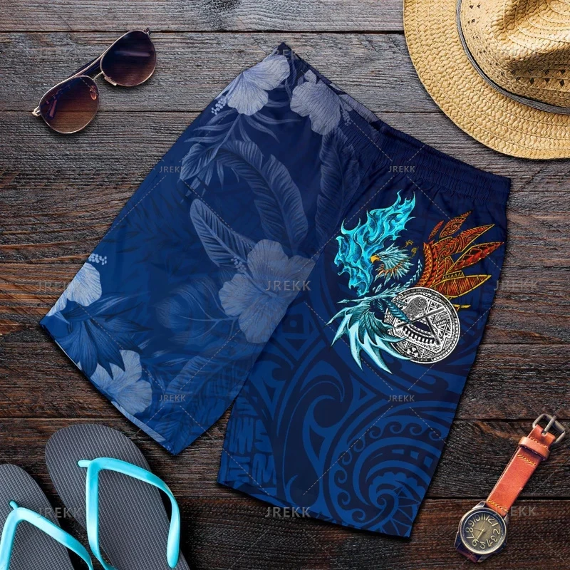 New Harajuku 3D Samoa Emblem Printing Beach Shorts Fashion Streetwear Board Shorts Unisex Cool Swimming Shorts Mens Swim Trunks 3