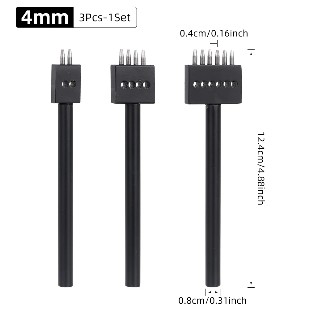 2/4/6 çatalak deri delik delme aracı, DIY yuvarlak dikiş dikiş için yumruk, oyma ve eyer, deri sıra delik delme aracı